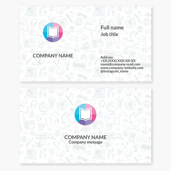 Business card template. Education. Private school. Teacher. Tutor.