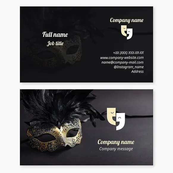 Business card template Theater, masquerade