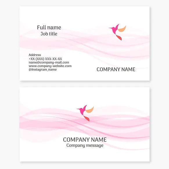 Business card template. Hummingbird. Abstract. Symbol of the joy of life, love, energy, perseverance, beauty, grace, and freedom. Beauty salon. Women's club. Brand.