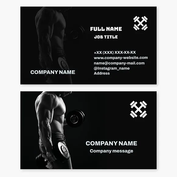 Business card template Fitness, bodybuilding, gym, sports center, weightlifting