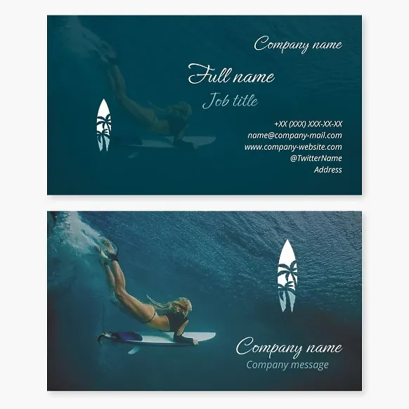 Business card template Surfing, Surf, board