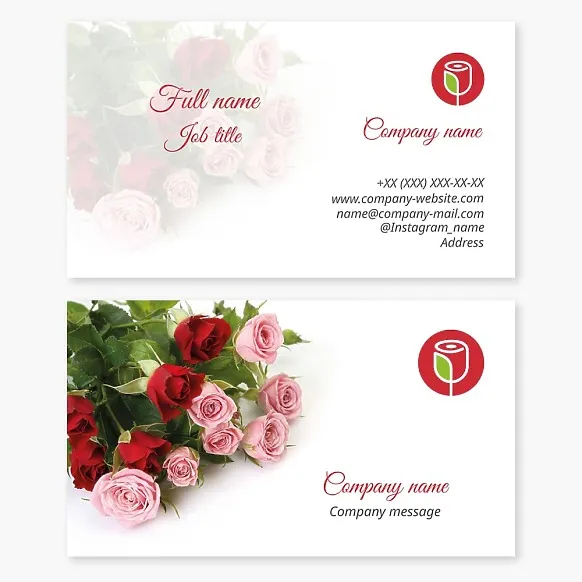 Business card template Flowers, roses, composing and designing bouquets