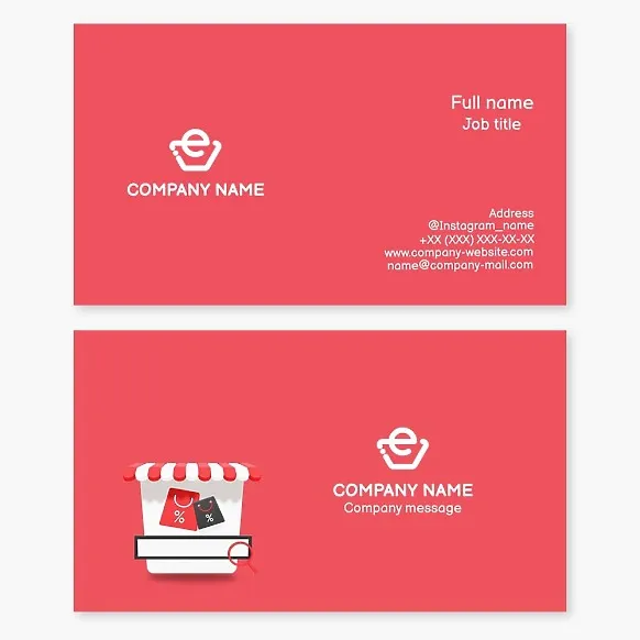 Business card template. Online store. Letter E.