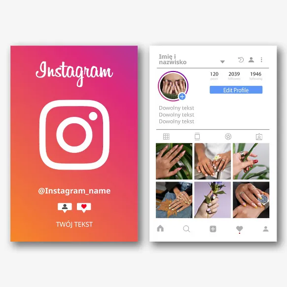 Szablon pionowej wizytówki na Instagramie