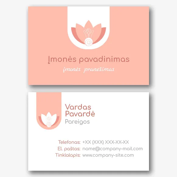 Masažo salono vizitinės kortelės Šablonas