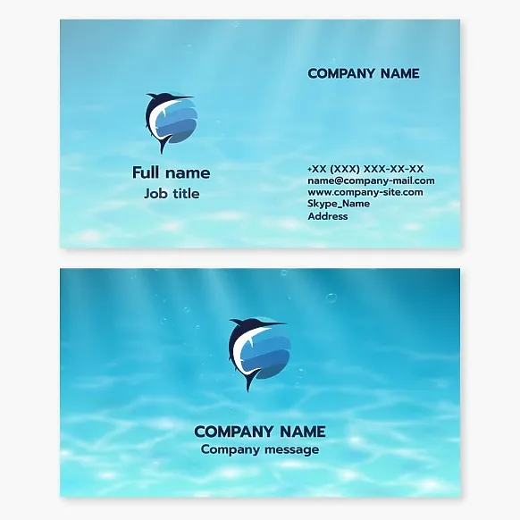 Sport fishing business card template. Marlin.