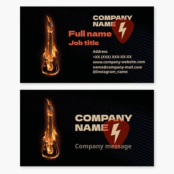 Business card template Guitar, music, pick