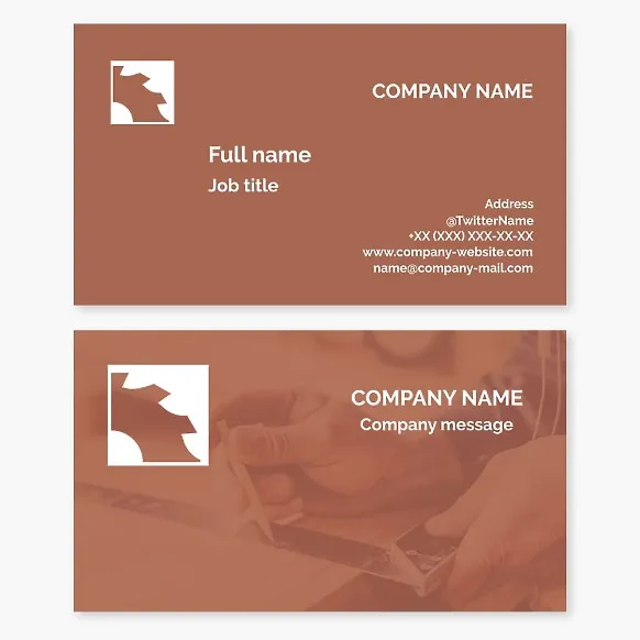 Carpenter business card template. Woodworking. Wood products.