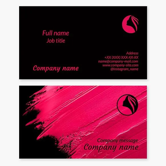 Business card template. Hair salon. Beauty salon. Women's brand.