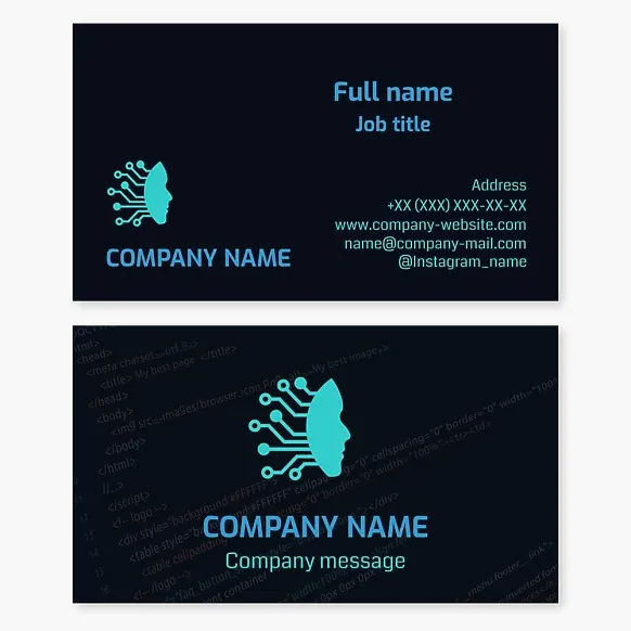 Technologies, electronics, intelligence, code. Business card template