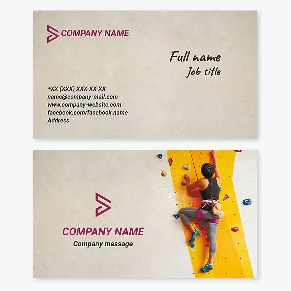 Business card template Rock climbing, mountaineering, bouldering, rock climbing