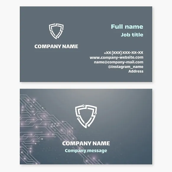 Business card template Digital information protection, electronic and electrical protection
