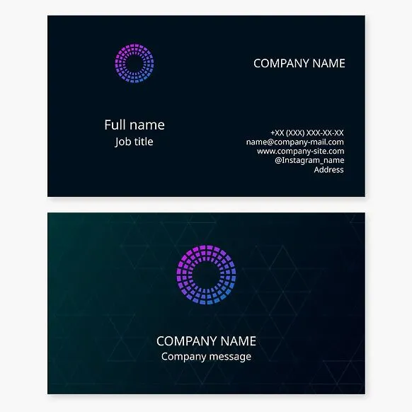 Business card template. Sun. Optical illusion. Magician. Letter O.