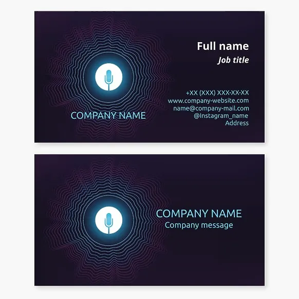 Business card template Vocalist, vocal courses, recording studio, presenter, radio, podcast