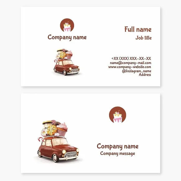 Business card template Sweets: production and delivery