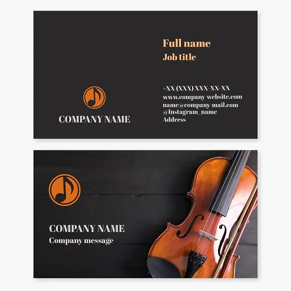 Business card template Violin, note, classical music