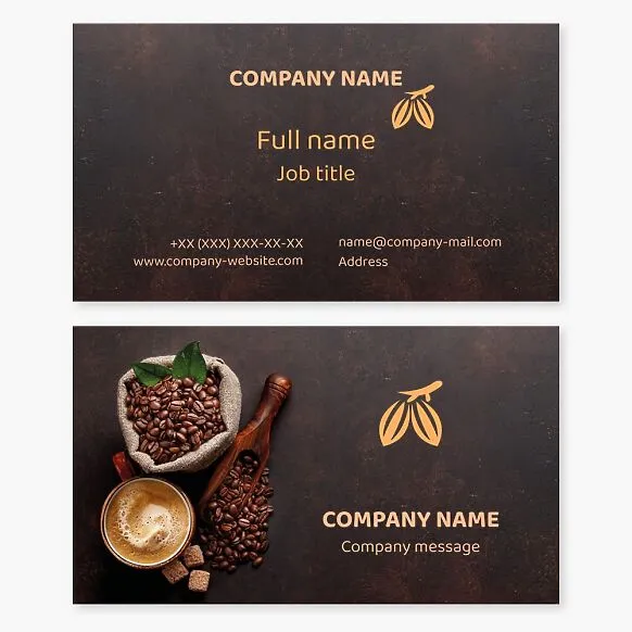 Business card template Coffee and cocoa beans, coffee, cafe