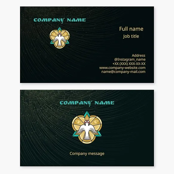 Business card template with Christian illustration, church.