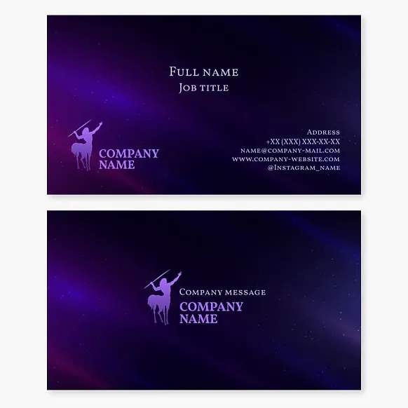 Business card template. Centaur. Abstract. Symbol of passions, instincts, logic, intellect, wisdom, strength, potential.