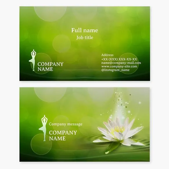 Meditation, Health, and Wellness Business Card Template. Lotus, Yoga. Yoga Studio.