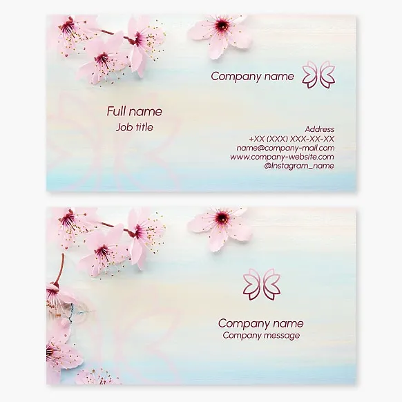 Business card template. Beauty. Butterfly, flowers. Beauty salon.
