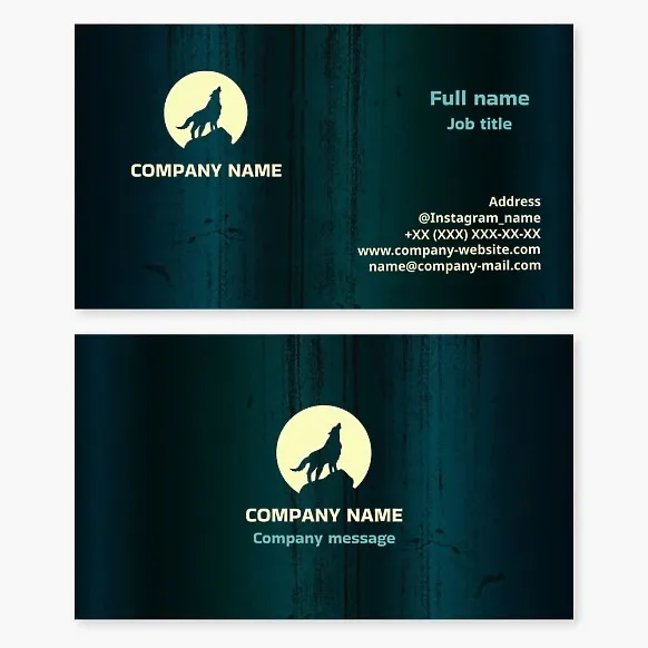 Howling Wolf Moon Logo Business Card Template