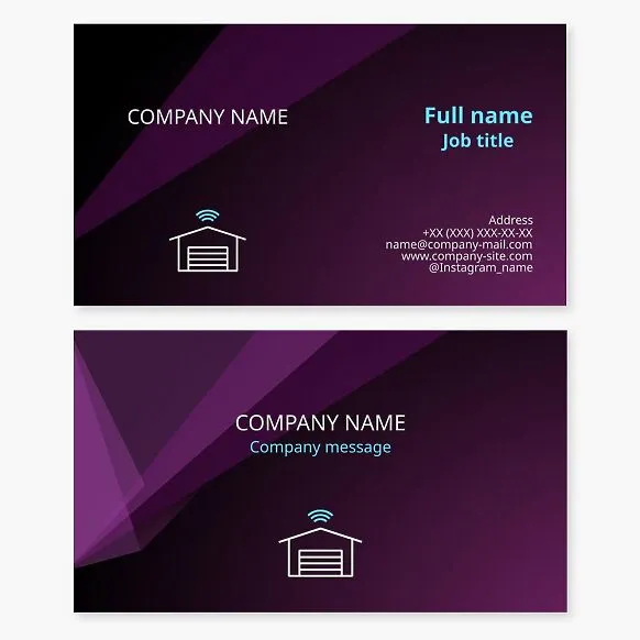 Business card template. Wi-Fi-powered garage door.