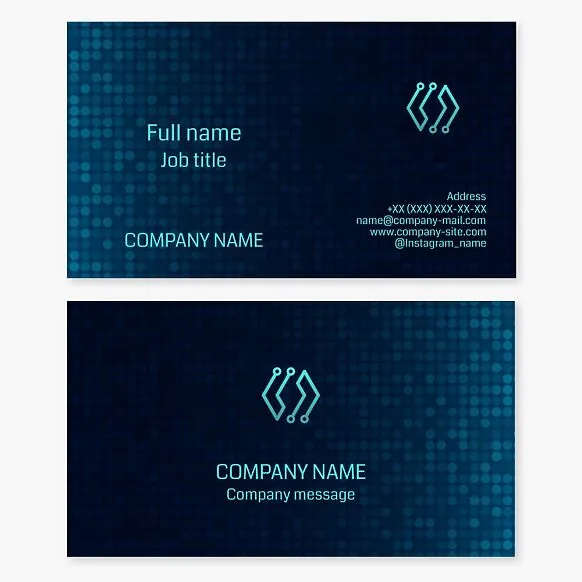 Business card template. Computer programming.
