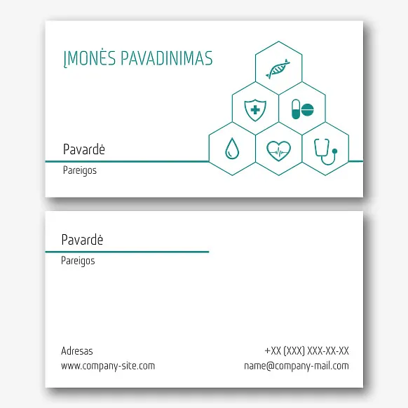 Medicinos įstaigos vizitinės kortelės Šablonas