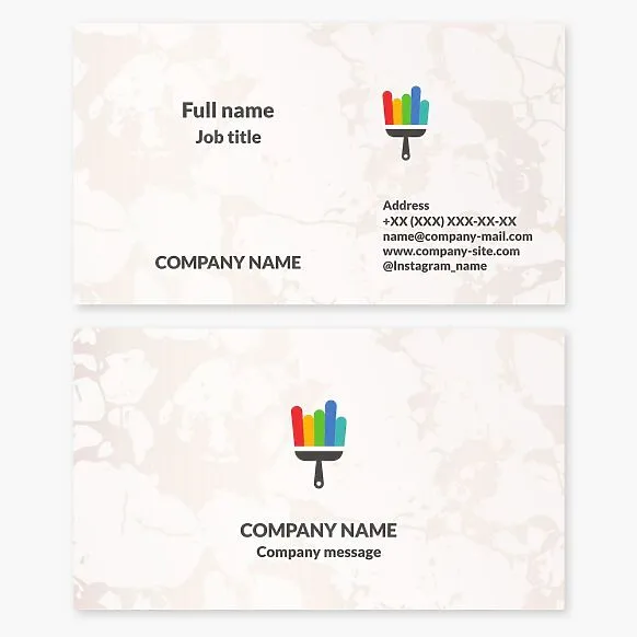 Business card template for painting services. Color studio.