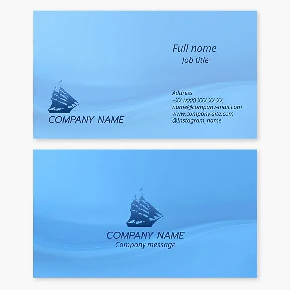 Business card template. Yacht charter. Pleasure boats, motorboats, yachts, sailboats.