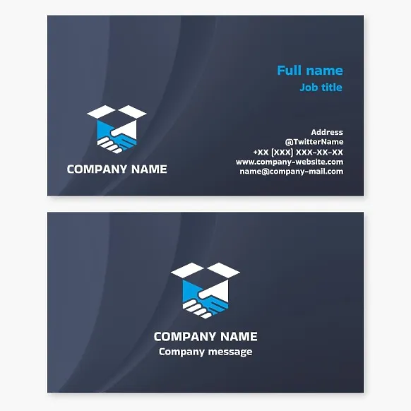 Business card template with supply contract. Postal service. Cargo delivery.