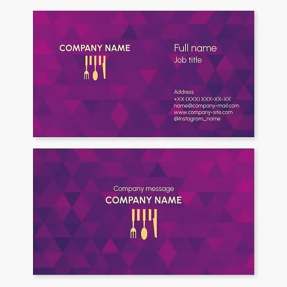 Business card template "Cutlery." Fork, spoon, knife. Kitchen. Cafe, restaurant. Catering.