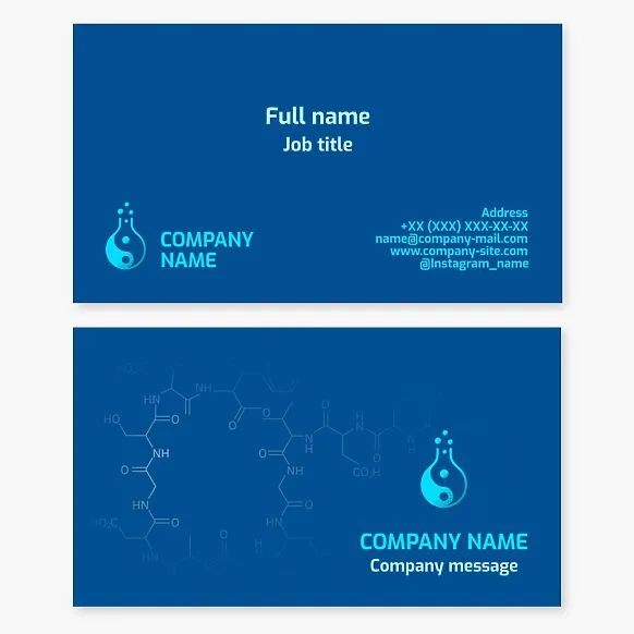 Business card template for the scientific field. Chemistry. Chemical analysis and research.