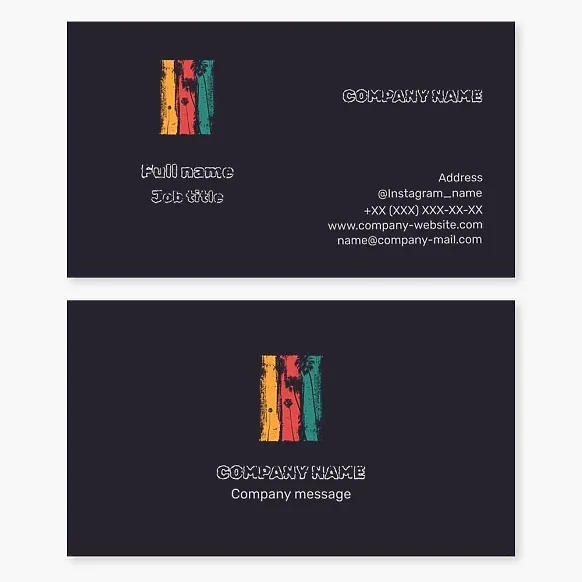 Business card template. Vintage palm trees.