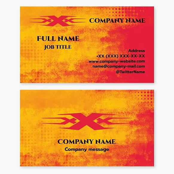 Business card template in 3X, aggression, tattoo parlor, Letter X