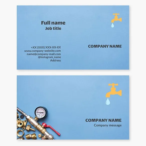 Business card template Plumbing, plumbing supplies, plumber