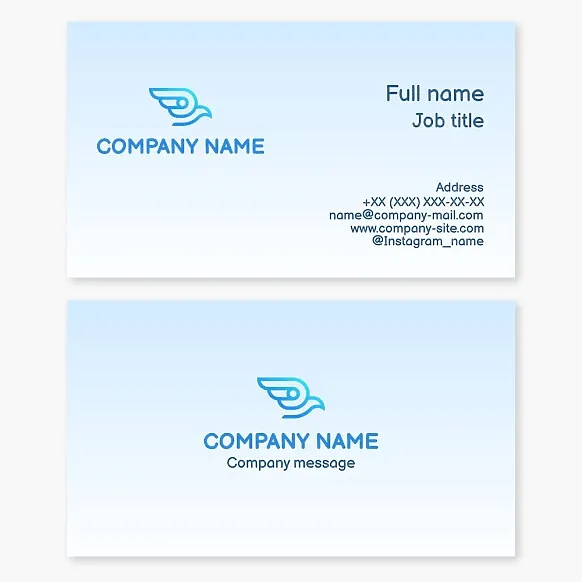Business card template. Flying bird. Symbol of freedom, spirituality, dreams.
