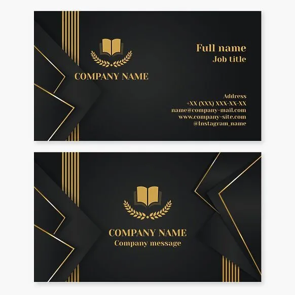 An elegant business card. Education, university, college, school, library, book collection.