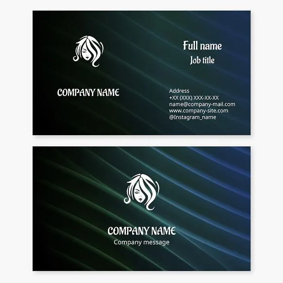 Hairdresser business card template. Wigs.