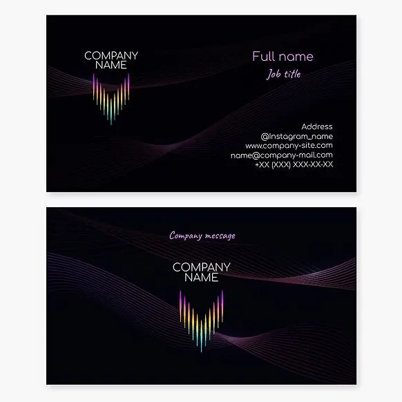 Business card template with abstract logo and letter V. Music, equalizer graph, recording studio.