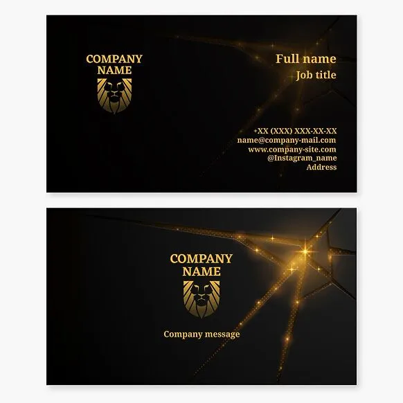 Business card template. Abstract. VIP. Leo. Beauty and strength.
