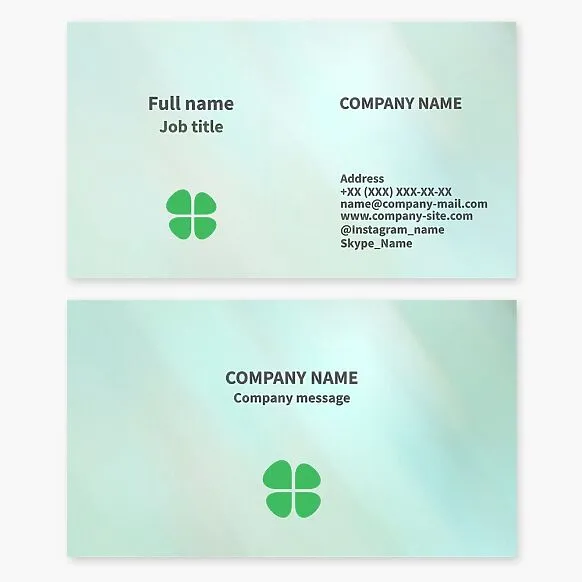 Business card template. Abstraction. Quatrefoil plant. Clover. A symbol of luck, faith, hope, prosperity.