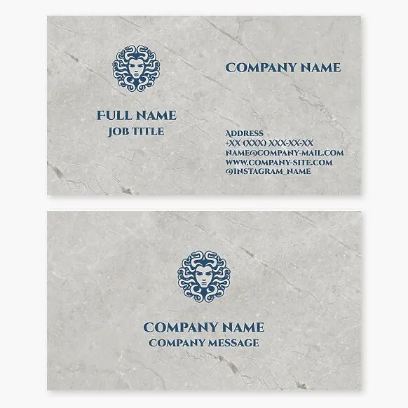 Business card template. Abstract. Gorgon. Symbol of protective power, authority, beauty, aggressive femininity, and the power to resist evil.