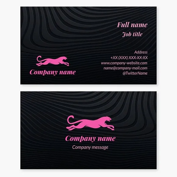 Business card template Pink Panther, women's fitness