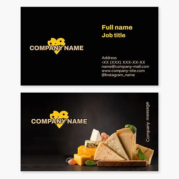 Business card template. Cheese Shop. Cheese production.