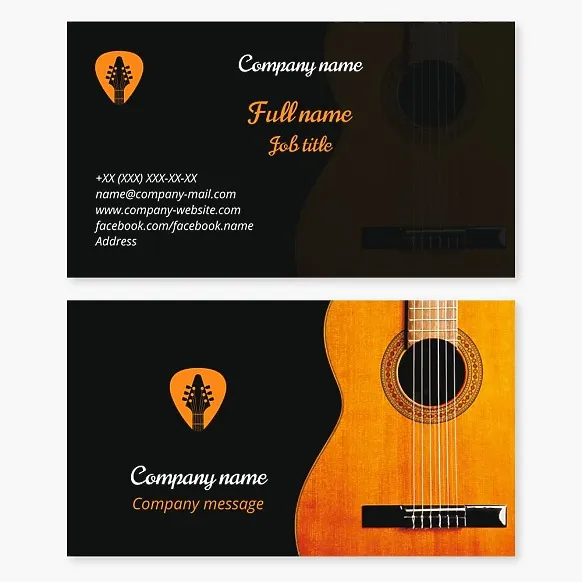 Business card template Six-string guitar