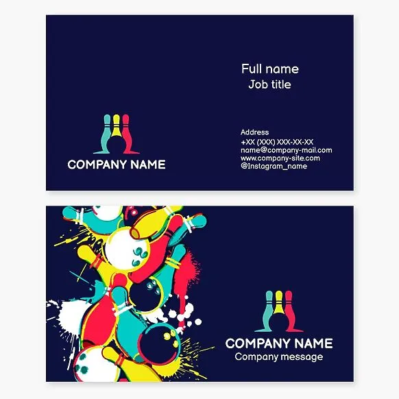 Business card template. Bowling.