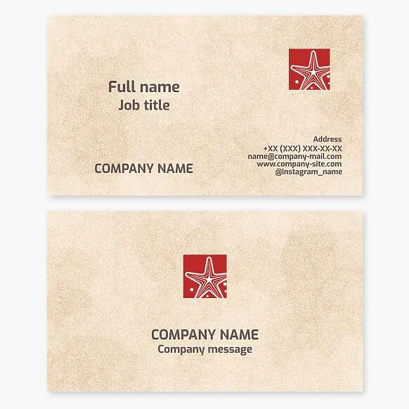 Business card template. Starfish. Diving. Beach goods and services.