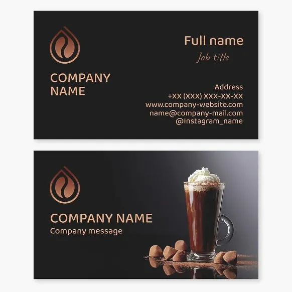 Business card template in cartoon style Cafe, coffee